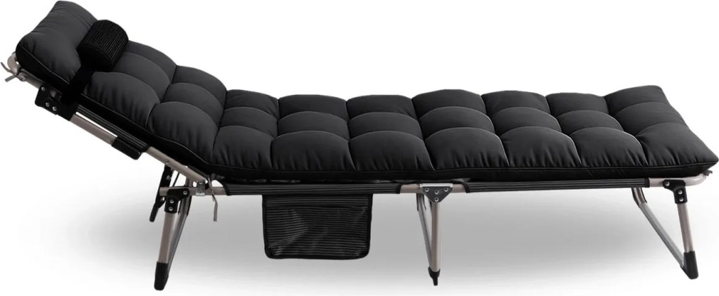 Leżak Ogrodowy Łóżko Polowe VENUS Czarne