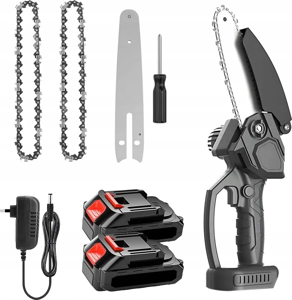 Akkumulátoros Szénkefe Nélküli Láncfűrész 8” 2xAKU 21V Ágfűrész