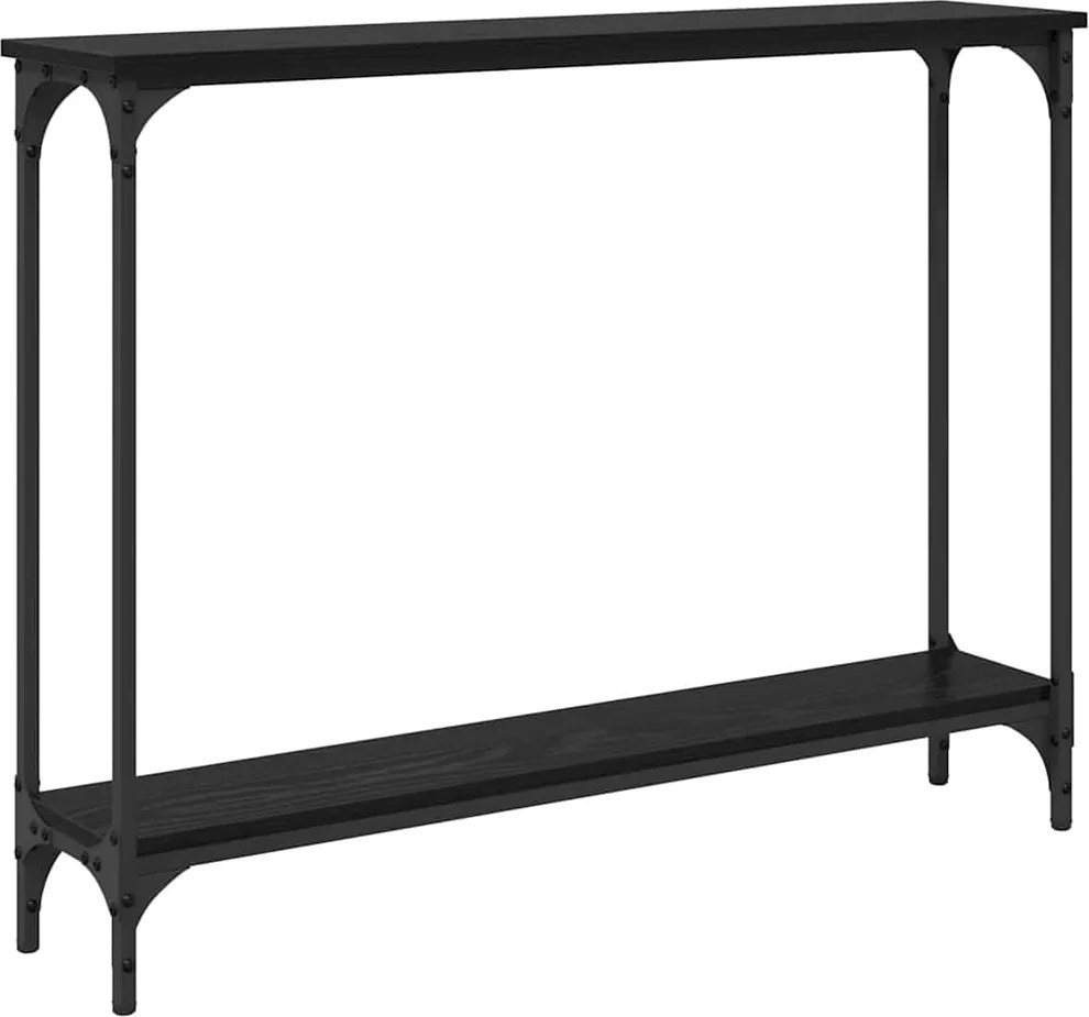 vidaXL Konzolasztal polcokkal Fekete tölgy 100 x 22,5 x 75 cm Faanyag