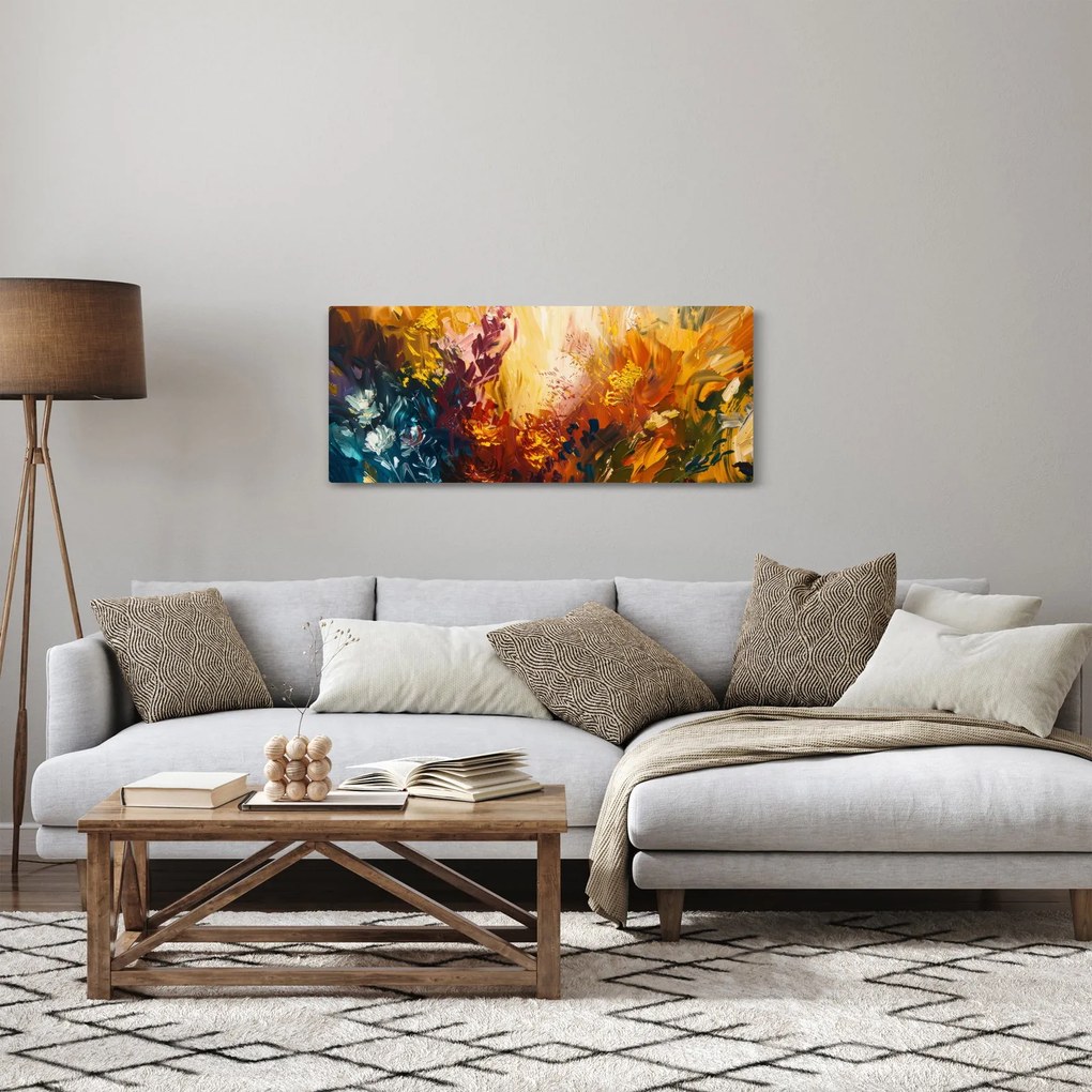 Kép - Absztrakt festmény a virágokról (120x50 cm)