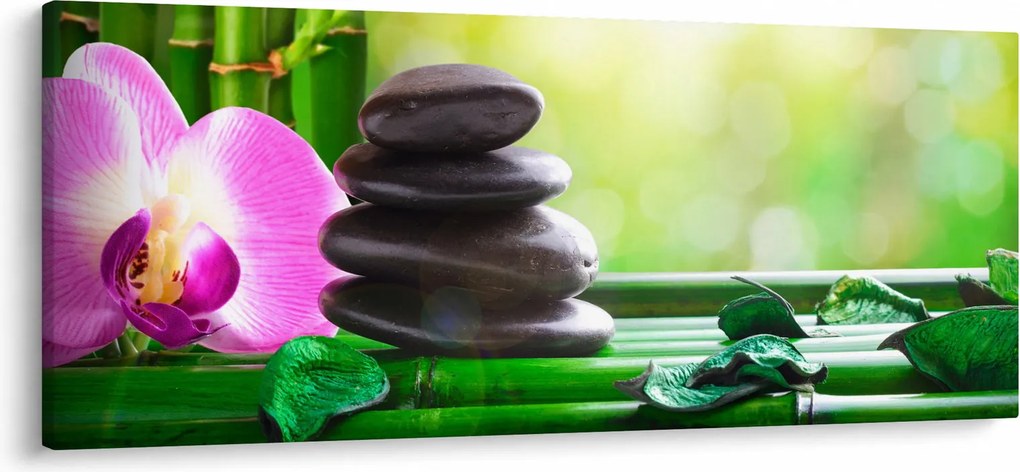 Kép a masszázs kövek és orchideák a vízen (120x50 cm)