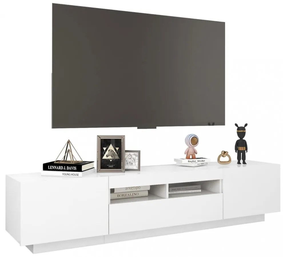 fehér TV-szekrény LED-lámpákkal 180 x 35 x 40 cm