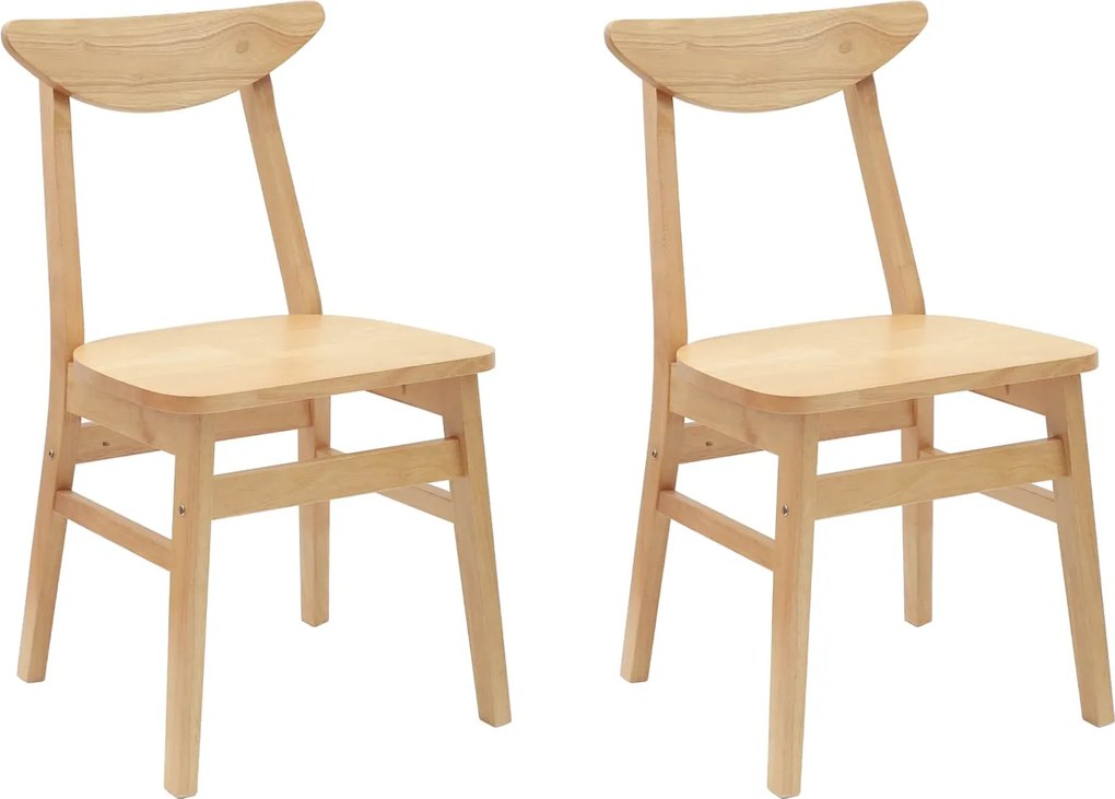 vidaXL Étkező Székek 2 pcs Természetes 42 x 47.5 x 81 cm Tömör Gumi Fa