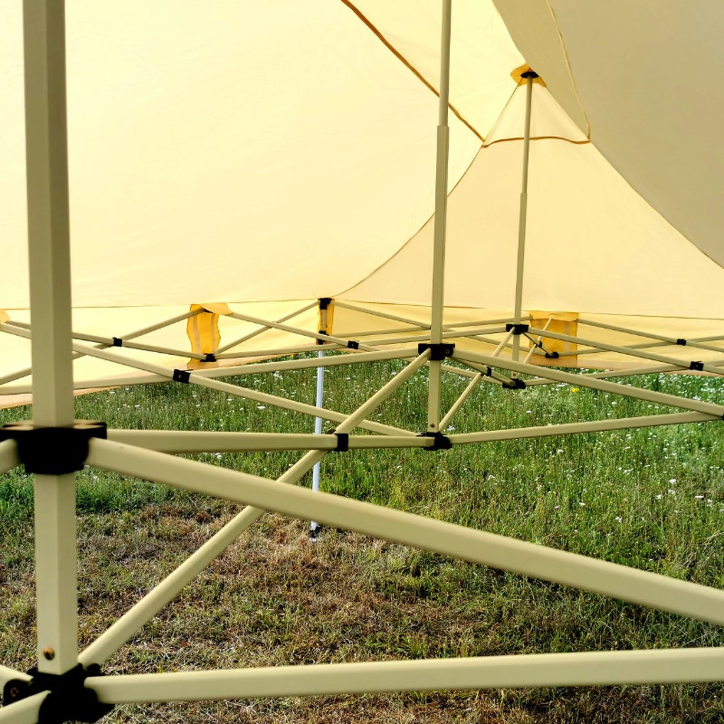 Párty sátor 3x6m Keresztvázas (3 fal) - Acél szerkezet és ponyva 320g/m² - plusz 3 oldalfal - Fekete