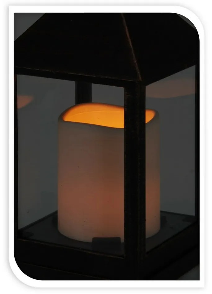 Lámpás LED gyertyával brown, 23 cm