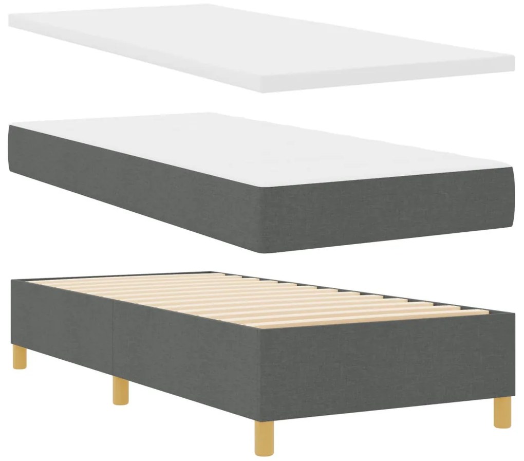 Boxspring Ágy Matrac és Pad Sötétszürke 90x190 cm Szövet