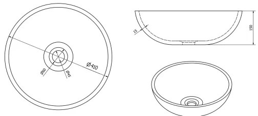 Sapho - PRIORI pult tetejére helyezhető mosdó, Ø 41 cm, kerámia/barna