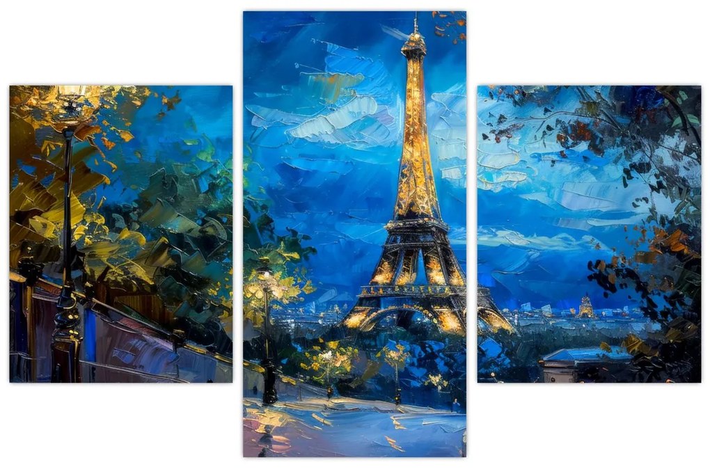 Kép - Olajfestmény az Eiffel-toronyról (90x60 cm)