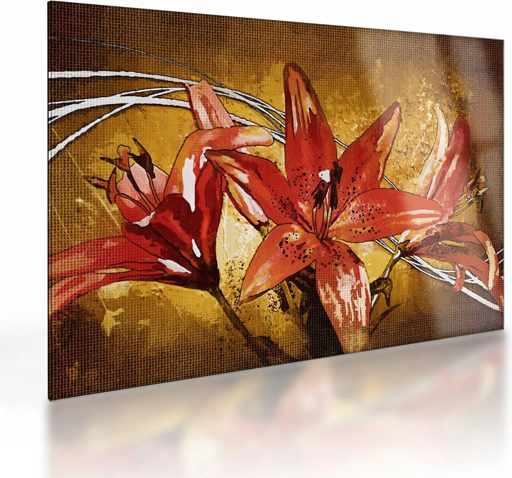 Kép a liliomvirágokról (üvegen) (70x50 cm)