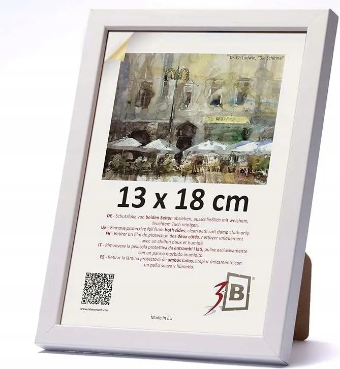 Fa képkeret akril üveggel 13x18cm fehér