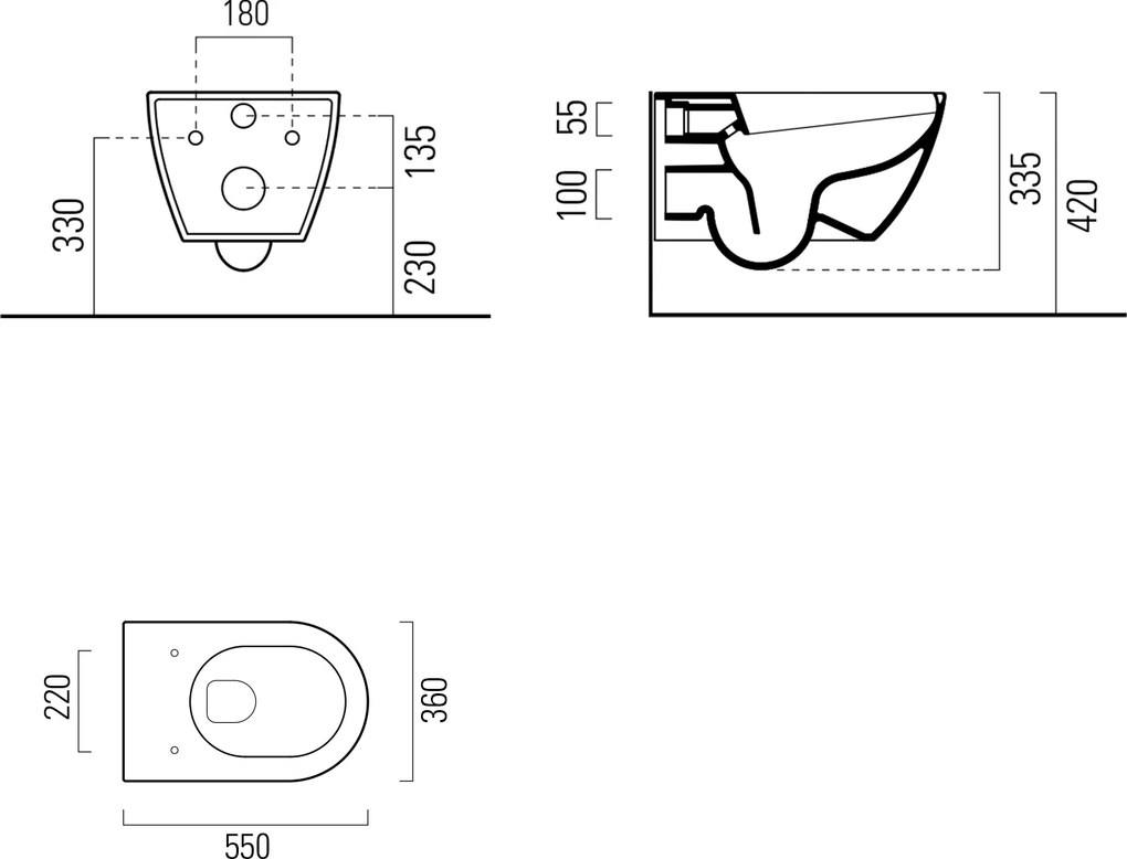 GSI, PURA fali WC csésze, Swirlflush, 55x36 cm, fekete dupla matt, 881526