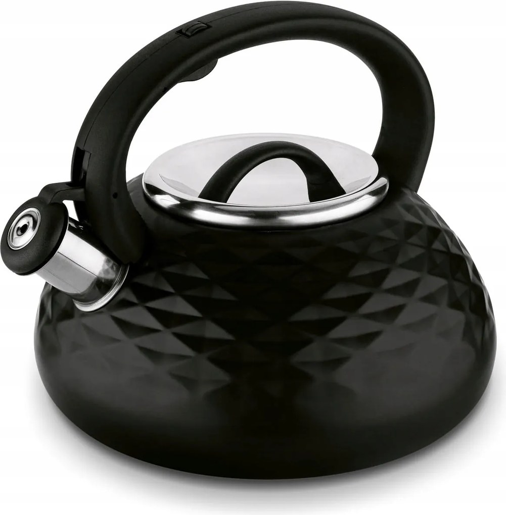 Rozsdamentes indukciós vízforraló síppal fekete 3L