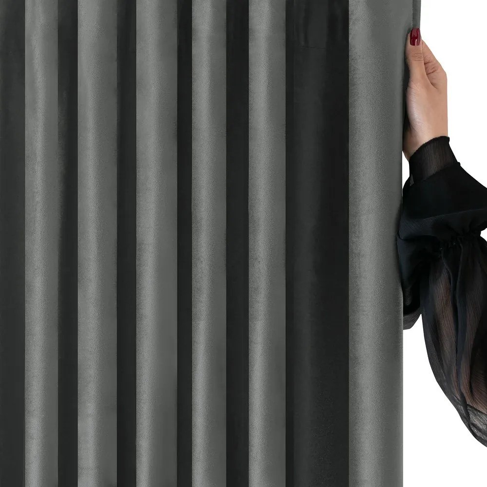 Sötétszürke bársony dimout (részleges sötétítő) függöny 265x270 cm Velto – Filumi