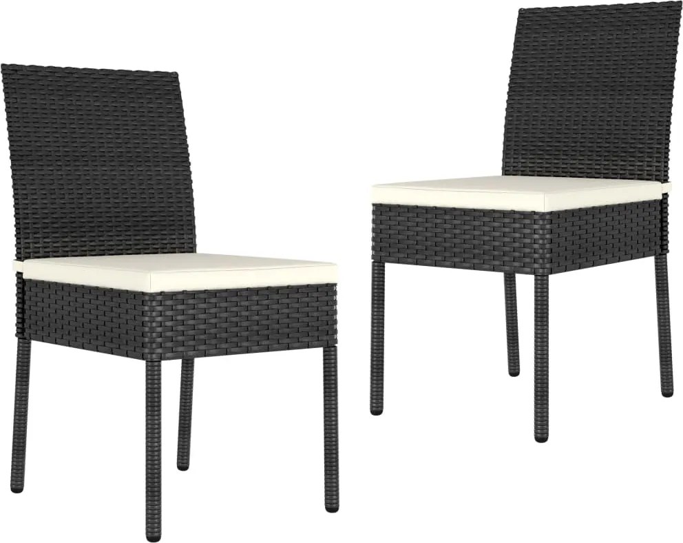 vidaXL 2 db fekete polyrattan kerti étkezőszék