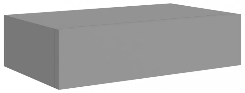 2 db szürke MDF falra szerelhető fiókos polc 40 x 23,5 x 10 cm