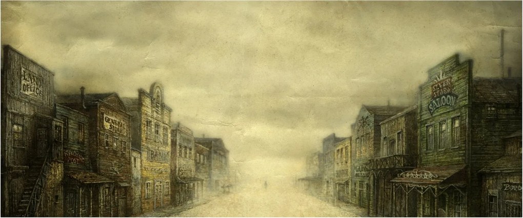 Egy nyugati város képe (120x50 cm)