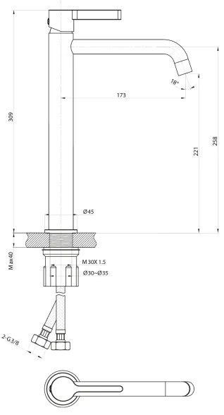 Sapho - Mosdócsap ICONIC 30,9 cm fényezett króm