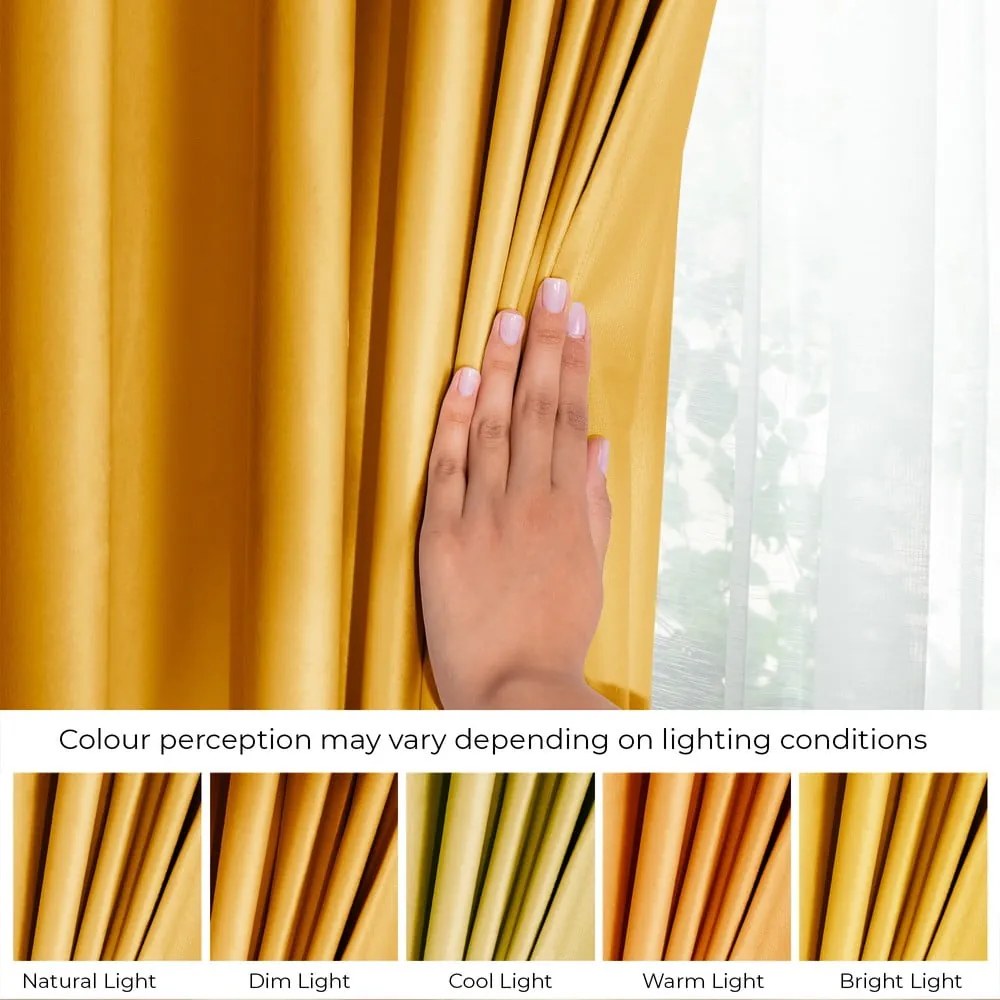 Sárga bársony dimout (részleges sötétítő) függöny 140x270 cm Eyelets – Restilo