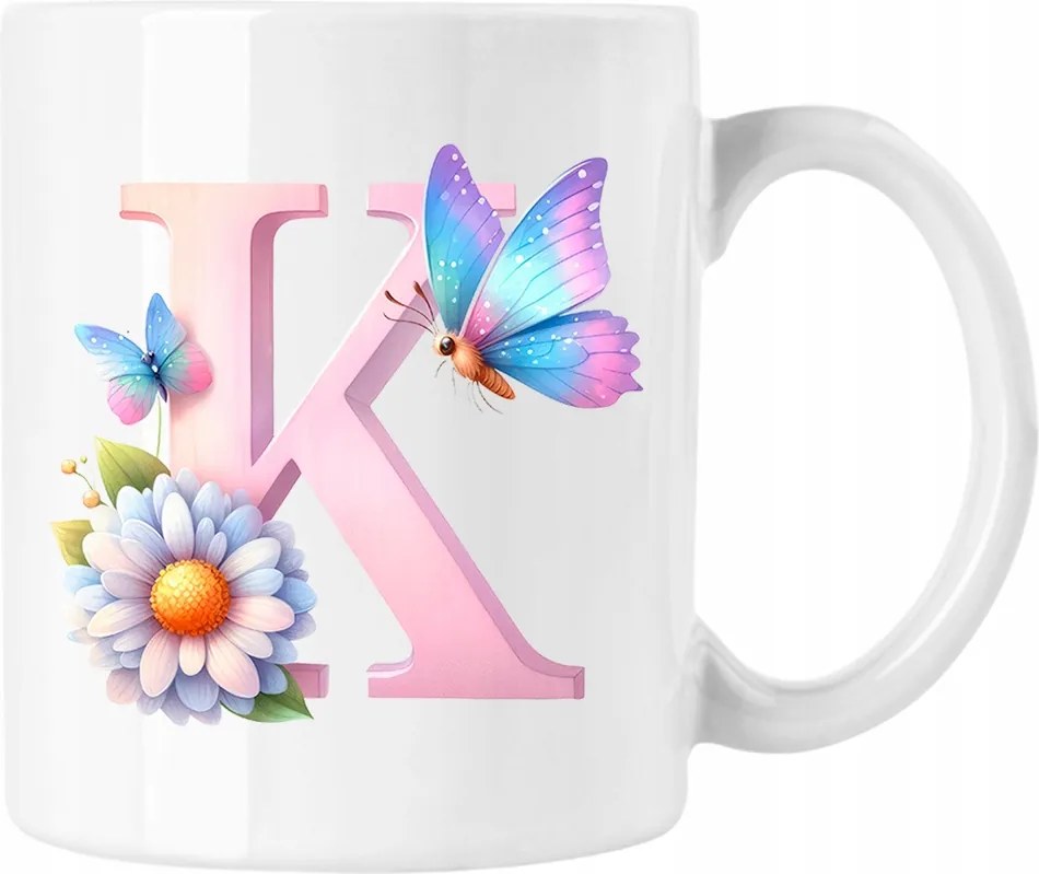 Pillangó bögre pillangó betű ábécé K fehér 330ml