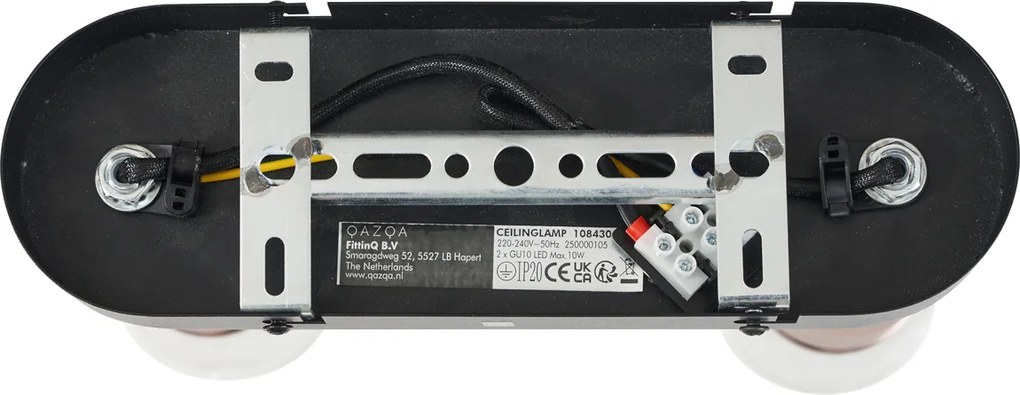 Lekerekített mennyezeti spotlámpa sötét bronz 2-lámpás állítható - Veerle