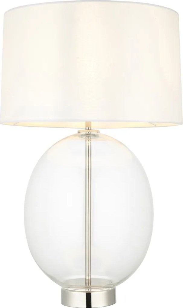 Endon glamour modern asztali lámpa kelda oval fehér nikkel átlátszó end102675