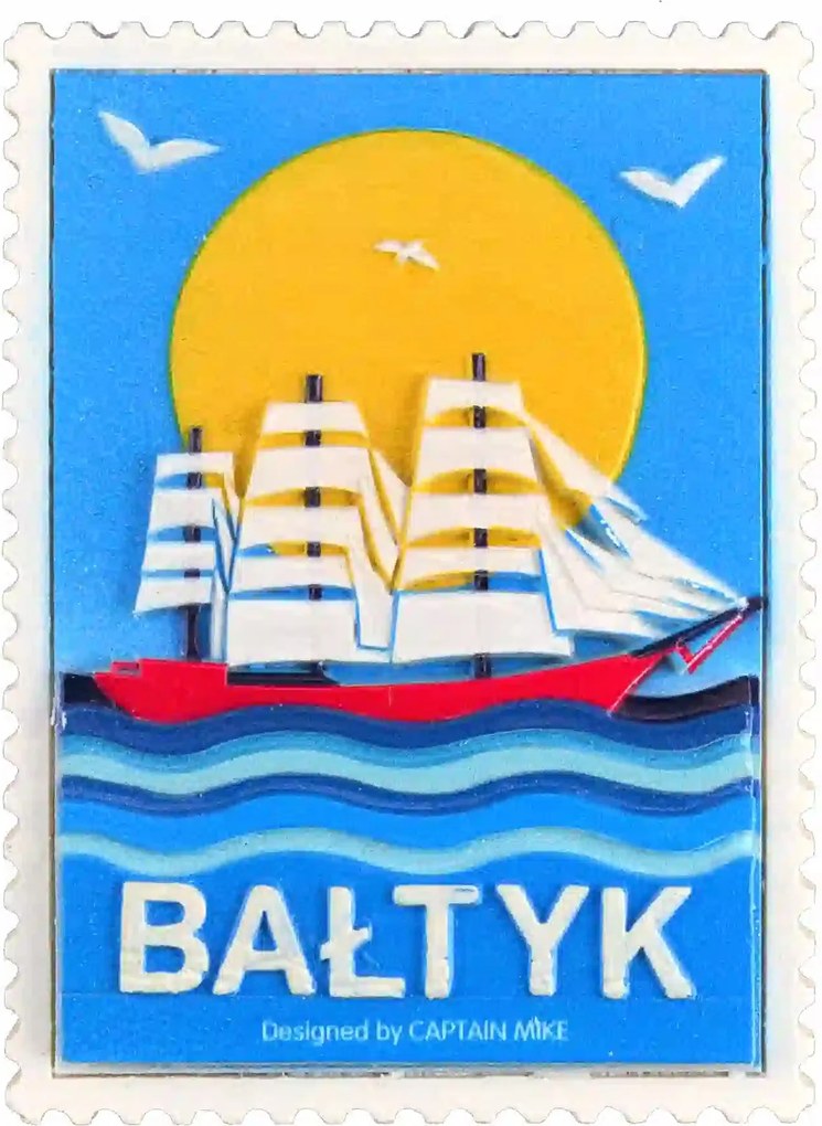 Postaláda alakú mágnes Balti-tengeri motívummal