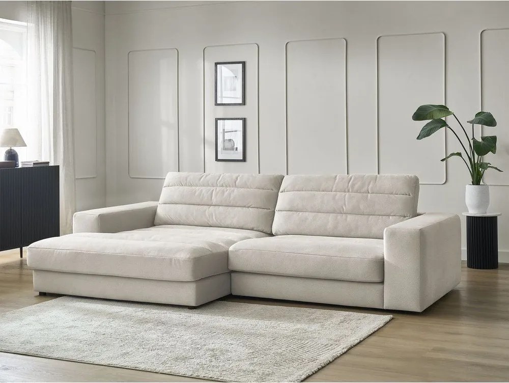 Bézs bársony sarokkanapé (bal oldali-heverő résszel) Sierra – Bobochic Paris
