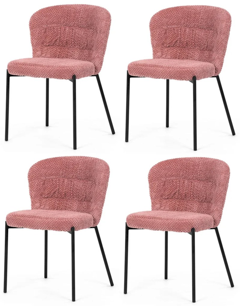 Étkezőszék garnitúra Bouclé CT-W1077 PINK2, 4 db