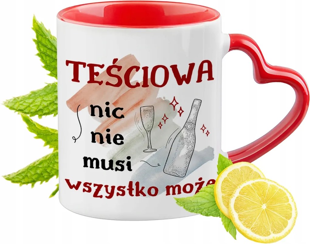 Anyósnak Piros Bögre Szív Alakú Füllel Ajándék