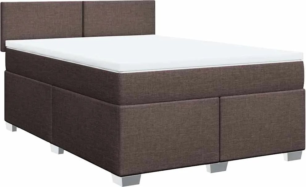 vidaXL sötétbarna szövet rugós ágy matraccal 140 x 190 cm