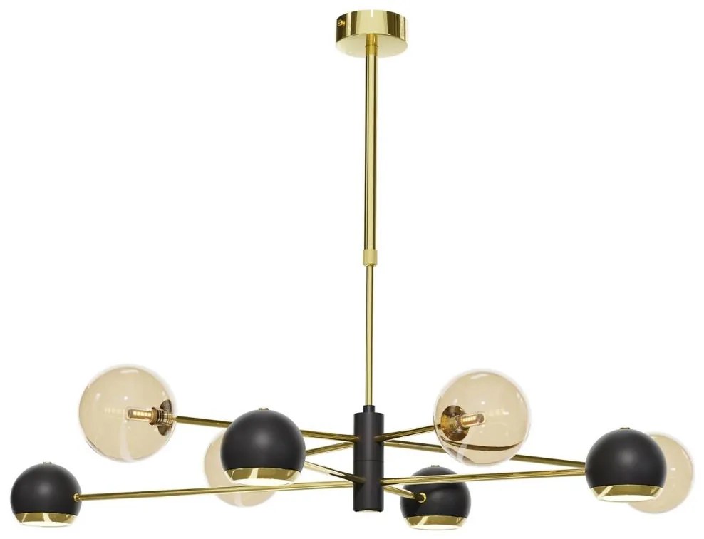 Jupiter 1972 - Csillár rúdon MOKA 4xGU10/10W/230V + 4xG9/10W/230V arany/fekete/bézs