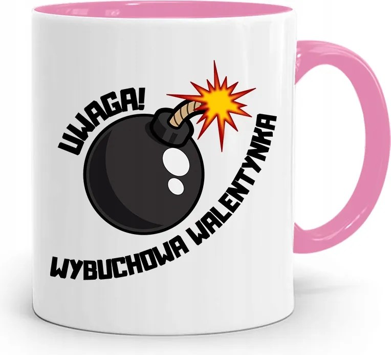 Rózsaszín Bögre Valentin Napra Robbanékony Valentin Napra, fényképes nyomtatással