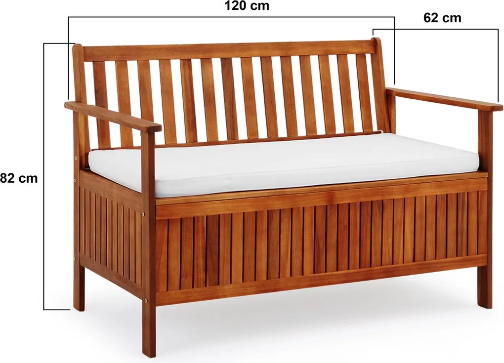 Deuba Kerti pad tárolóval 120 cm - akác
