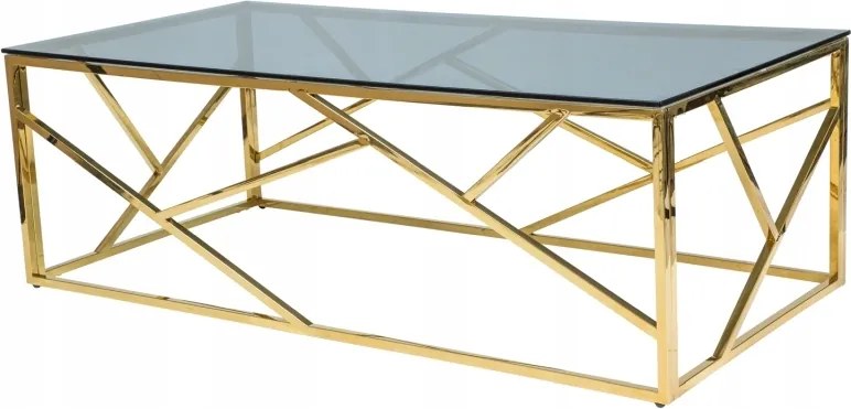 Escada dohányzóasztal pad füstölt üveg/arany Sig