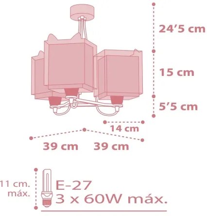 Dalber 64587 - Gyerek csillár LITTLE FOX 3xE27/60W/230V