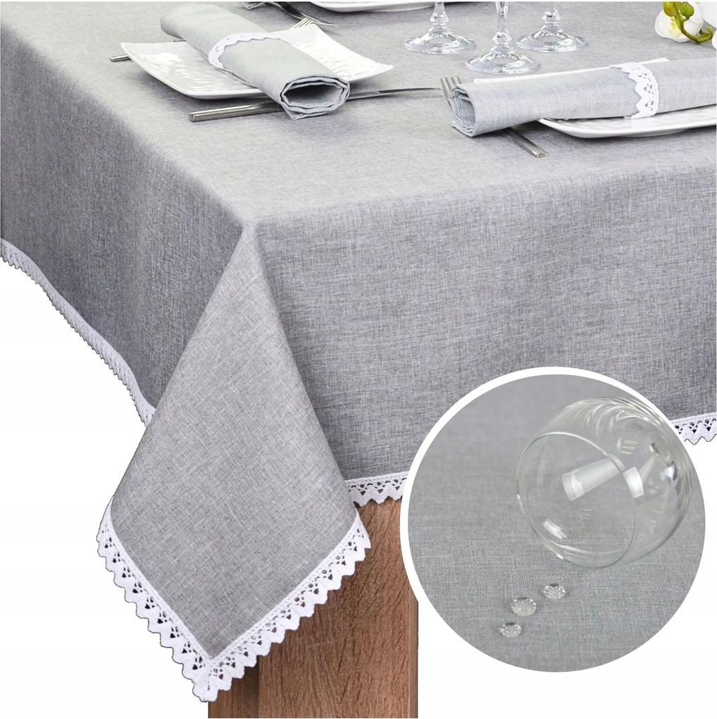 Abrosz Foltálló csipkés asztaldísz Malaga Szürke Agmar méretben 140x220