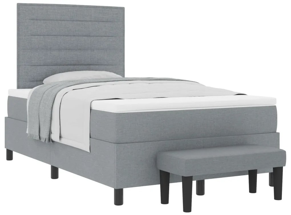 Box Spring Ágy Matraccal és Pad Világosszürke 120x190 cm Szövet