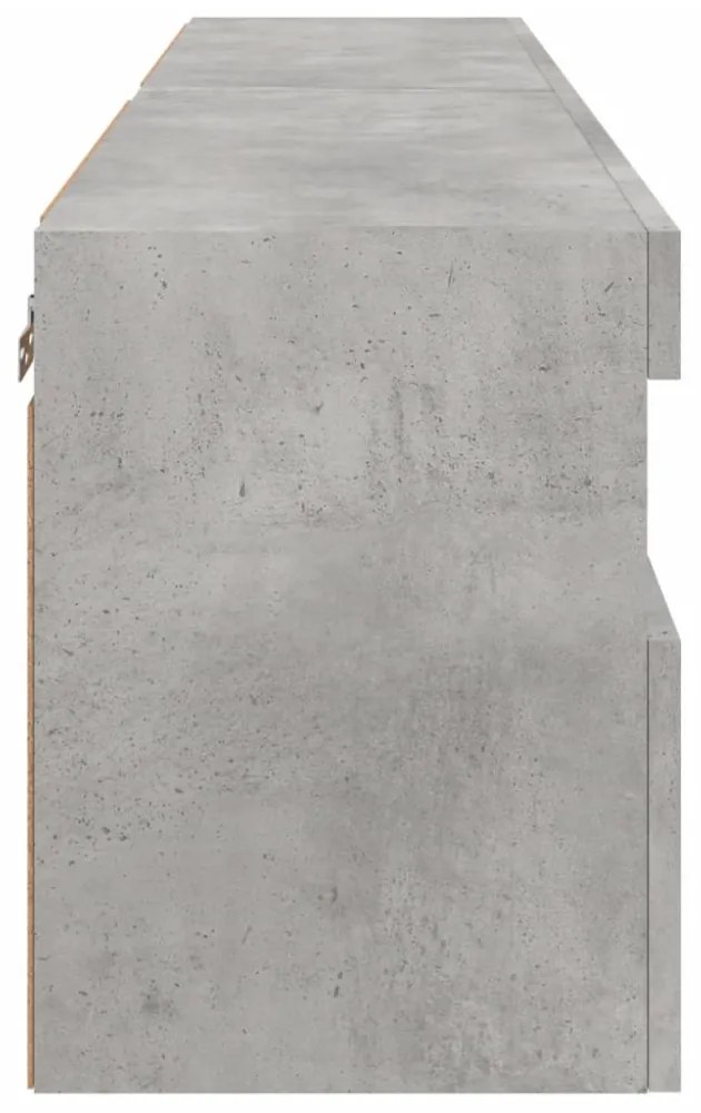2 db betonszürke fali TV-szekrény LED-del 60x30x40 cm
