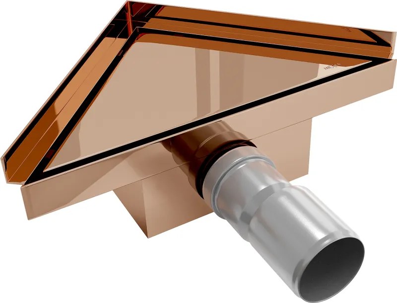 Mexen Flat-T M13 háromszög alakú padlóösszefolyó 20 x 20 cm, rózsaarany - 1610320