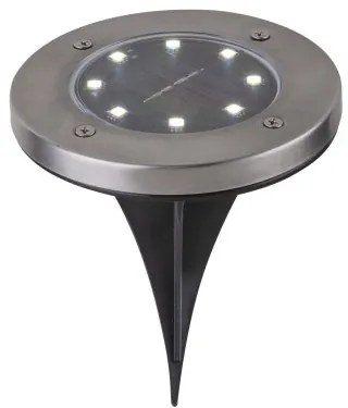 Globo 33414 Solar lámpa rozsdamentes acél, fekete műanyag, átlátszó, csúszókapcsoló, beépített elem AA 300mAh 1.2V, IP44, ø: 118mm, M: 130mm, 2 db-os kiszerelés, 8x LED 0.1W 3V, fehér fényű