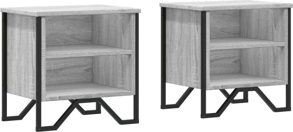 vidaXL 2 db szürke sonoma színű szerelt fa éjjeliszekrény 40x30x40 cm