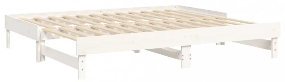fehér tömör fenyőfa kihúzható kanapéágy 2x(100x200) cm