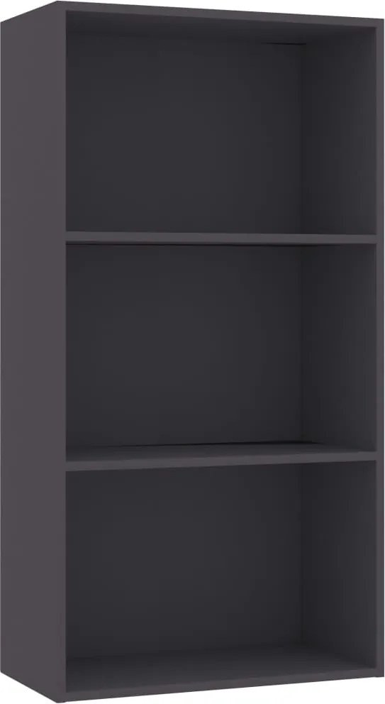 vidaXL 3-szintes szürke szerelt fa könyvszekrény 60 x 30 x 114 cm