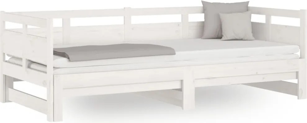 vidaXL fehér tömör fenyőfa kihúzható kanapéágy 2 x (90 x 200) cm