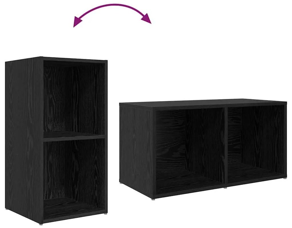 TV szekrény 3 pcs Fekete 107 x 35 x 37 cm Faanyag