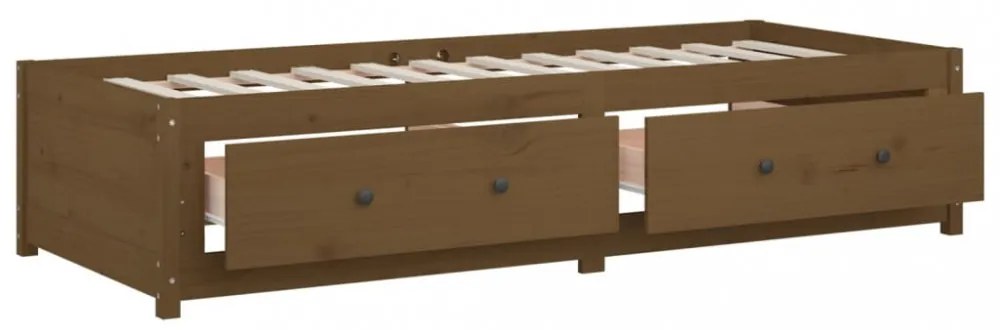 mézbarna tömör fenyőfa kanapéágy 90 x 190 cm (Single)