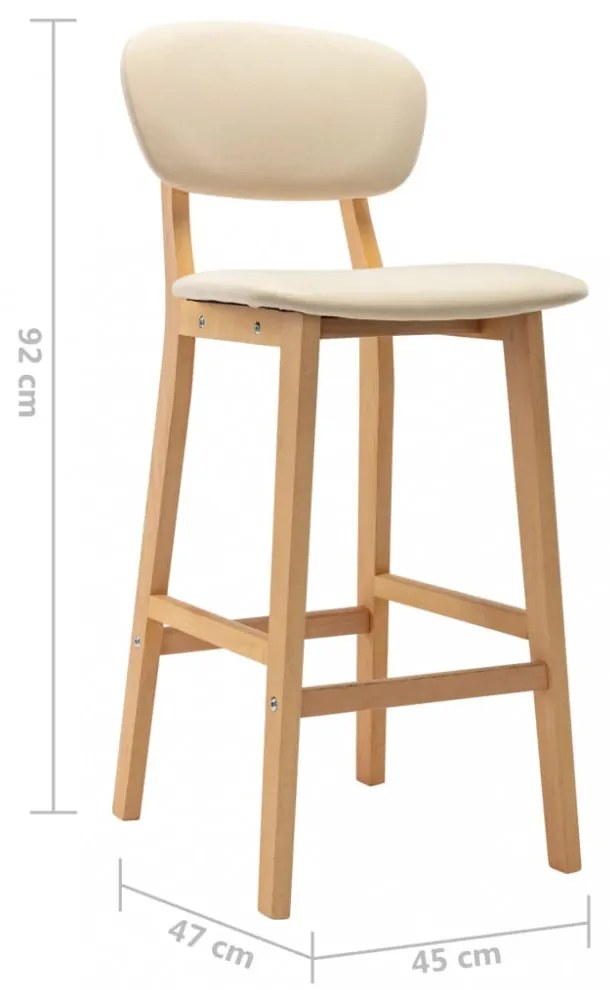 vidaXL 2 db krémszínű szövet bárszék