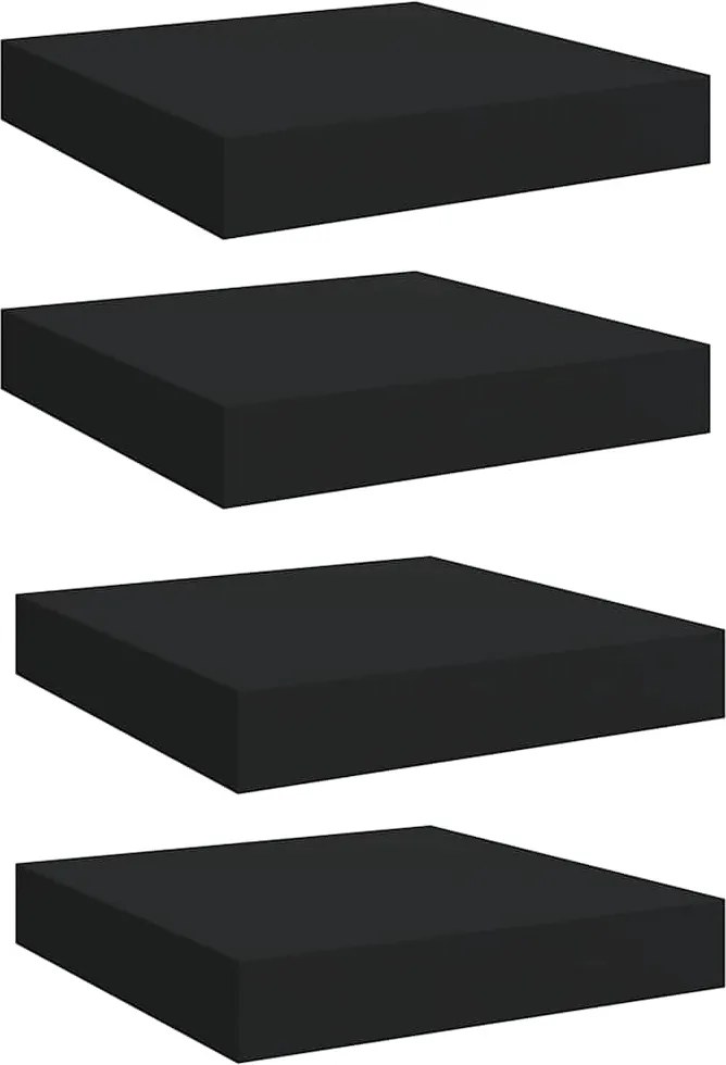 vidaXL 4 db fekete MDF fali polc 23 x 23,5 x 3,8 cm