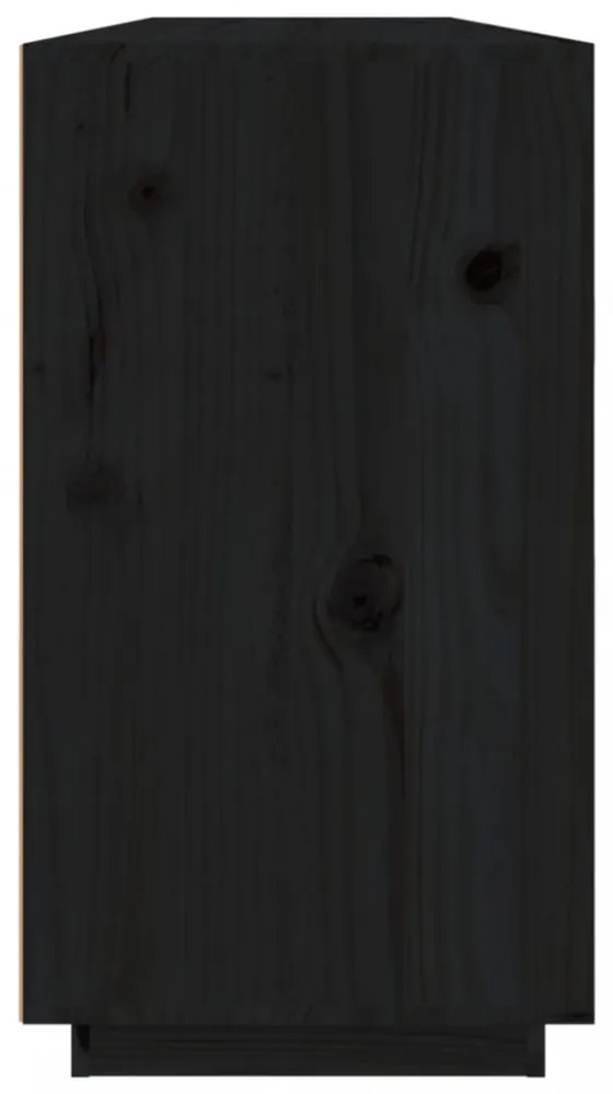 fekete tömör fenyőfa tálalószekrény 100 x 40 x 75 cm