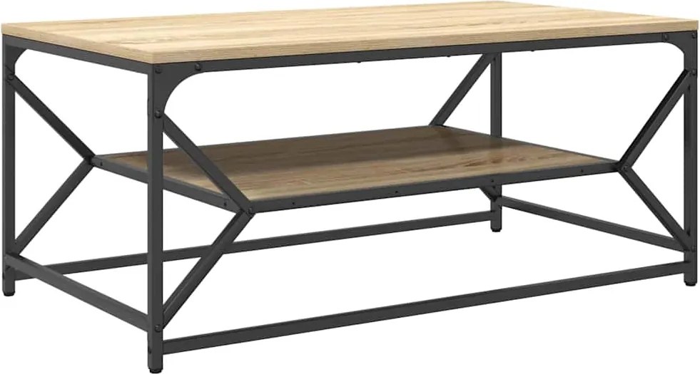 vidaXL Dohányzóasztal Sonoma tölgy 90 x 50 x 40 cm Műszaki fa és acél